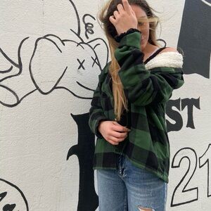 VOLCOM Green and Black Plaid Jacket